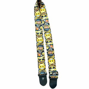 Perri’s Emoji Guitar Strap – Adjustable Polyester with Leather Ends